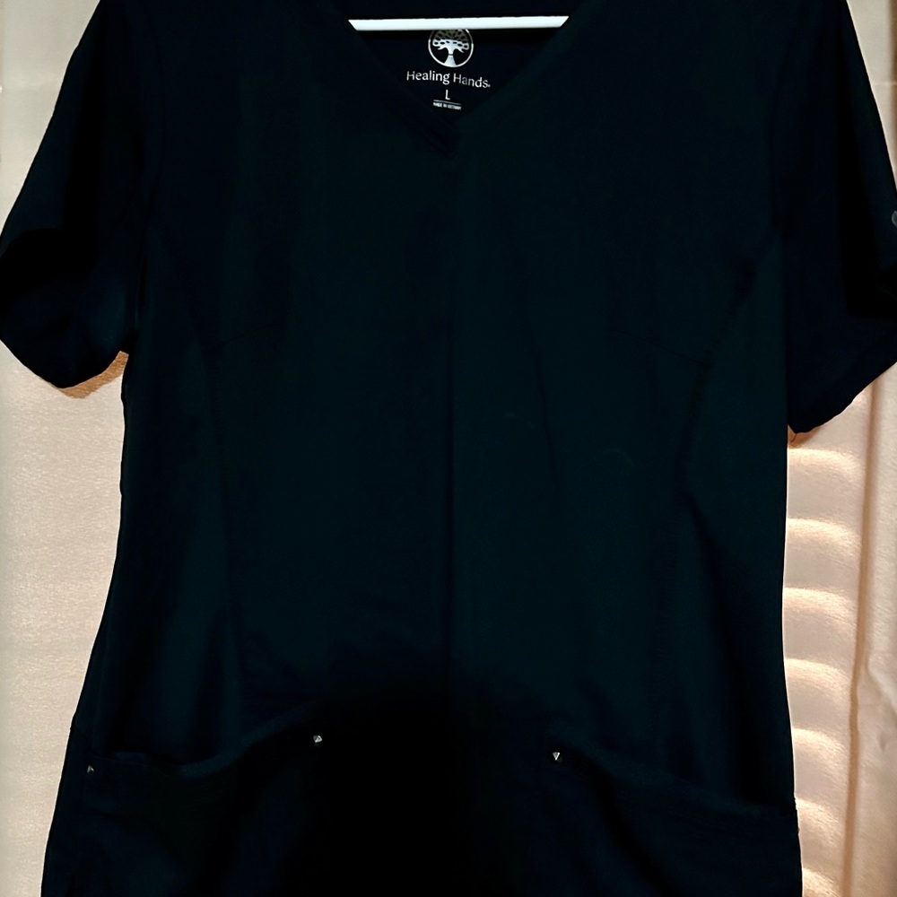 Healing Hands Black scrub top